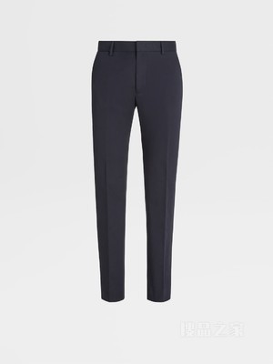 海军蓝棉质长裤