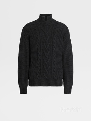 黑色 Oasi Cashmere 高领毛衣