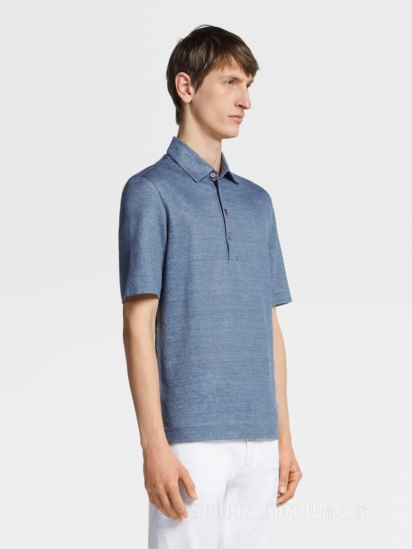 亚麻短袖 Polo 衫