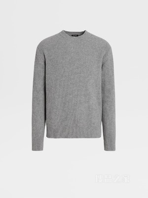 麻灰色 Oasi Cashmere 圆领毛衣