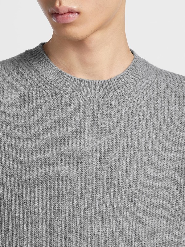 麻灰色 Oasi Cashmere 圆领毛衣