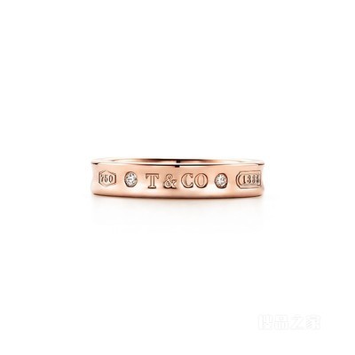 Tiffany 1837® 系列 18K 玫瑰金镶钻窄式戒指
