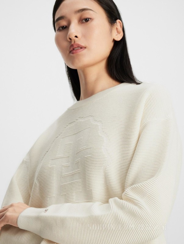 23新款秋季女装纯棉简约LOGO圆标肌理感宽松版针织衫39891