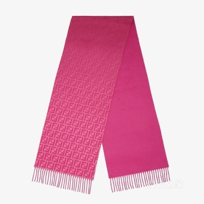 FF围巾 仙客来粉红色羊毛和羊绒围巾