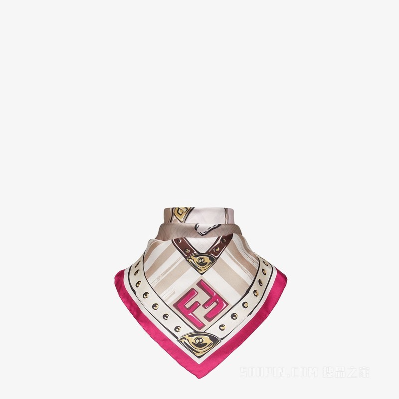 FENDI围巾 仙客来粉桑蚕丝围巾