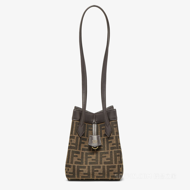 FENDI Origami Mini 百变棕色FF提花布料迷你手袋