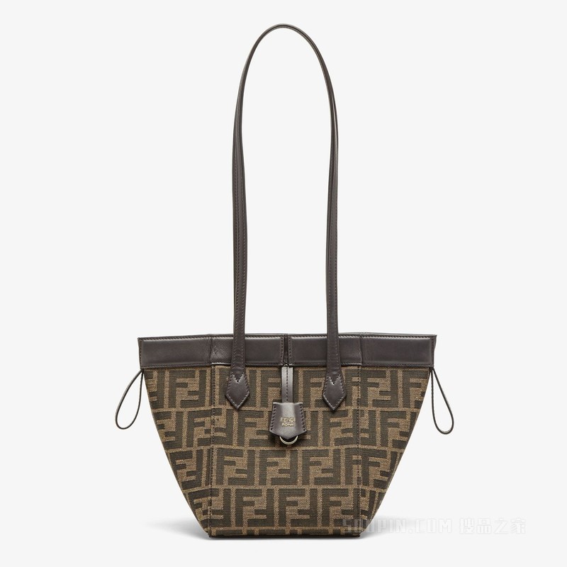 FENDI Origami Mini 百变棕色FF提花布料迷你手袋