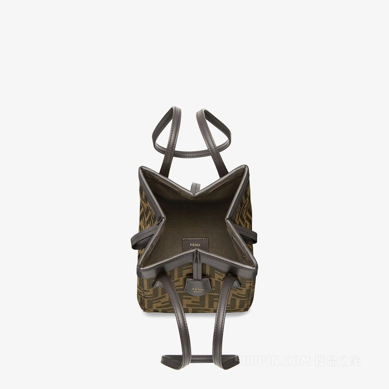 FENDI Origami Mini 百变棕色FF提花布料迷你手袋