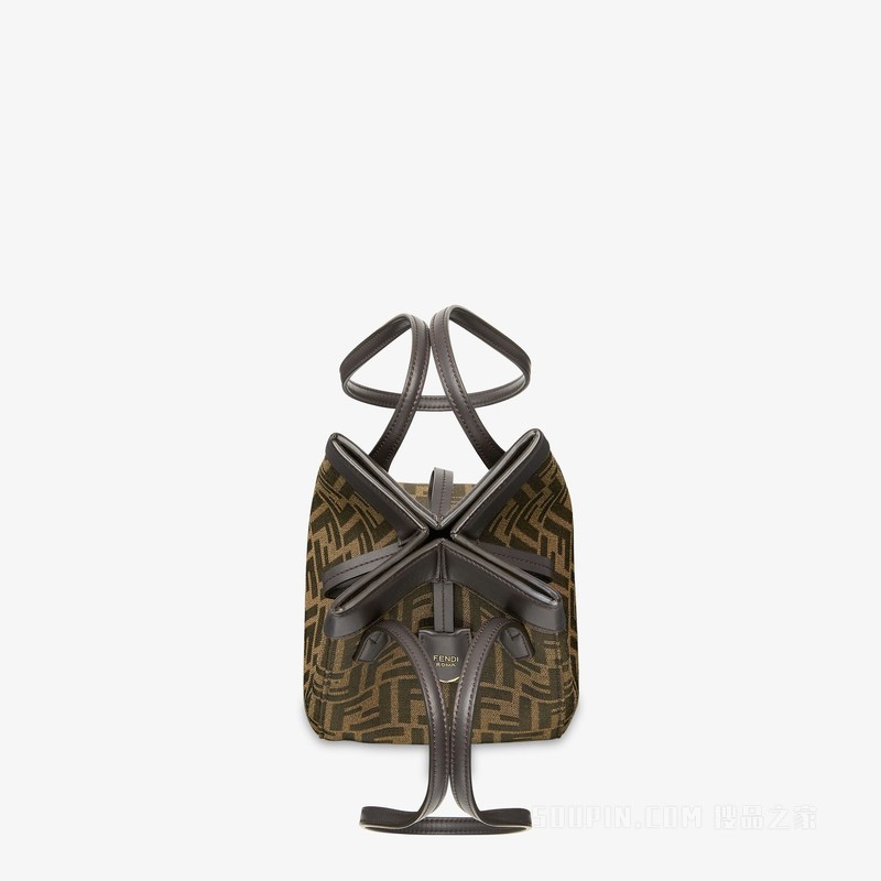 FENDI Origami Mini 百变棕色FF提花布料迷你手袋