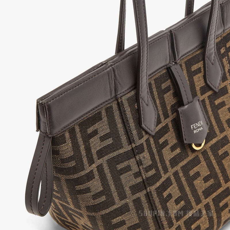 FENDI Origami Mini 百变棕色FF提花布料迷你手袋