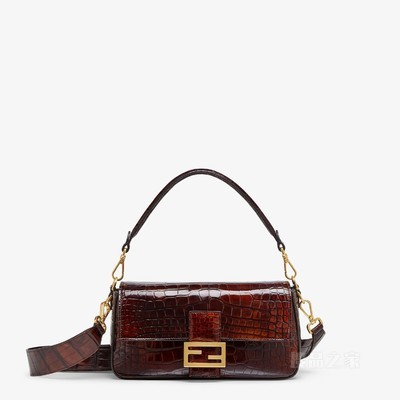 FENDI/芬迪】BAGUETTE手袋黑色和灰色交织皮革手袋