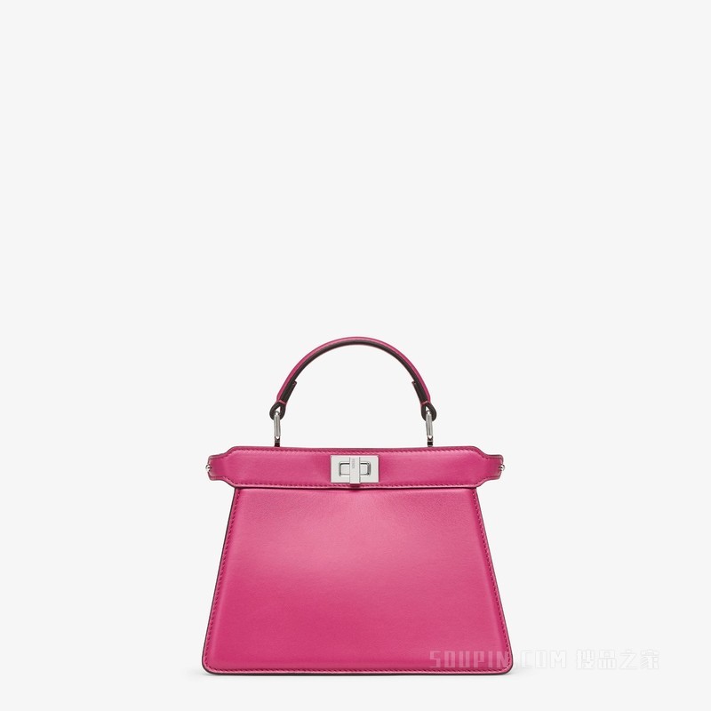 Peekaboo ISeeU Petite 紫红色带夹层纳帕革手袋