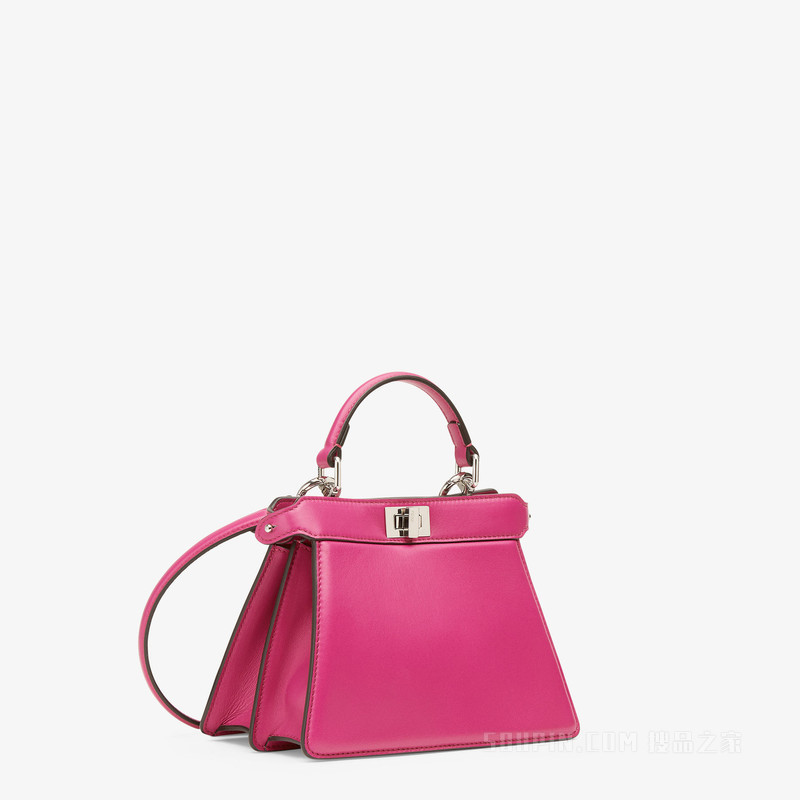 Peekaboo ISeeU Petite 紫红色带夹层纳帕革手袋