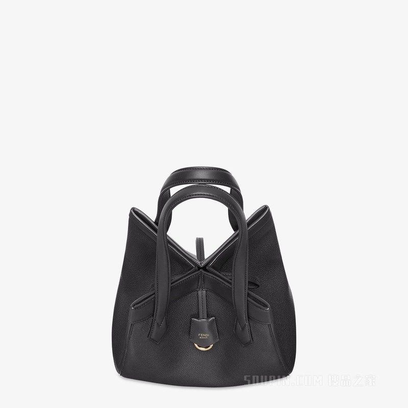 FENDI Origami中号手袋 百变黑色皮革手袋