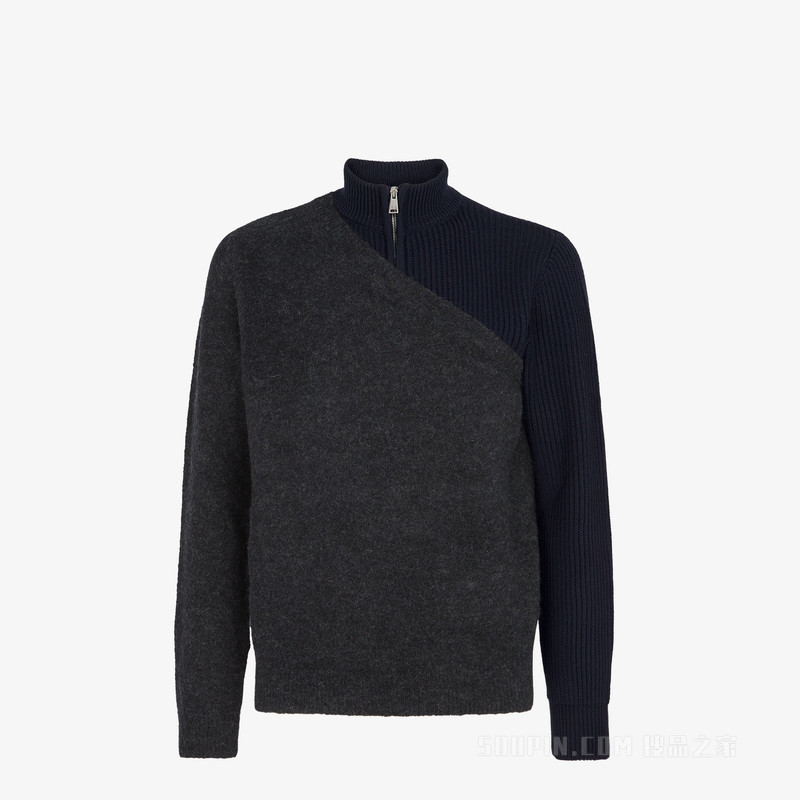 毛衣 拼色羊毛和羊驼毛毛衣