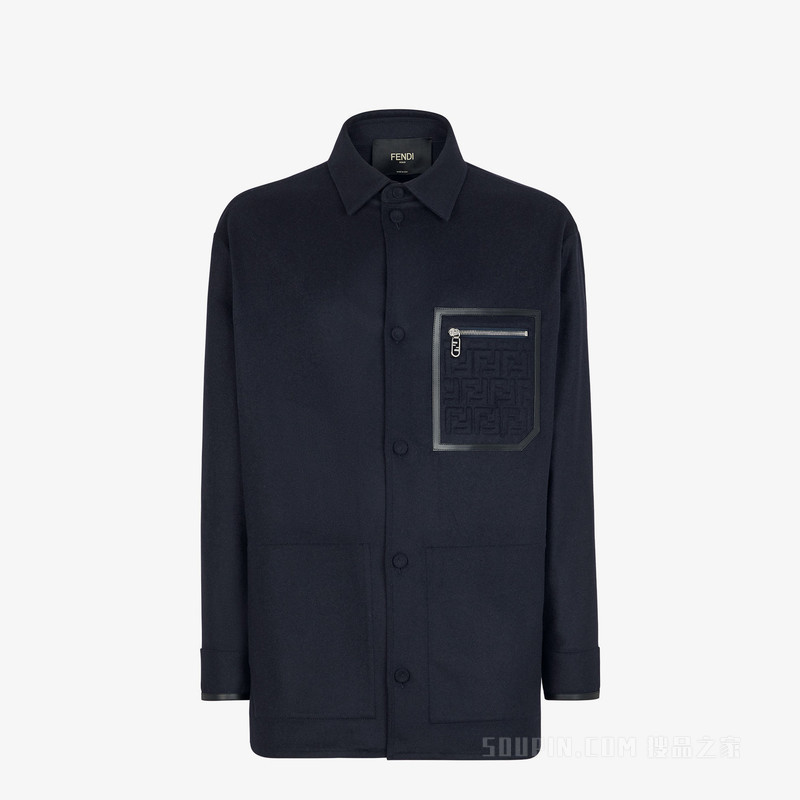 【FENDI/芬迪】紧身夹克 Go-To蓝色羊绒夹克 FW1276APOAF1AJR-搜品之家