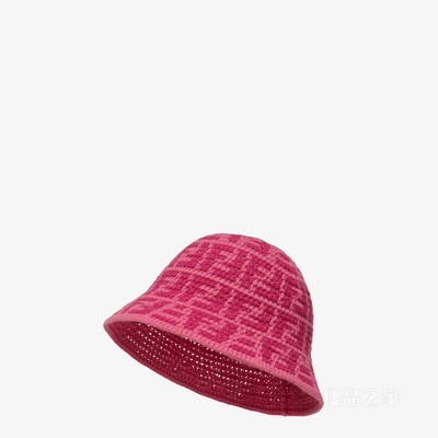帽子 仙客来粉红色羊绒钟形帽