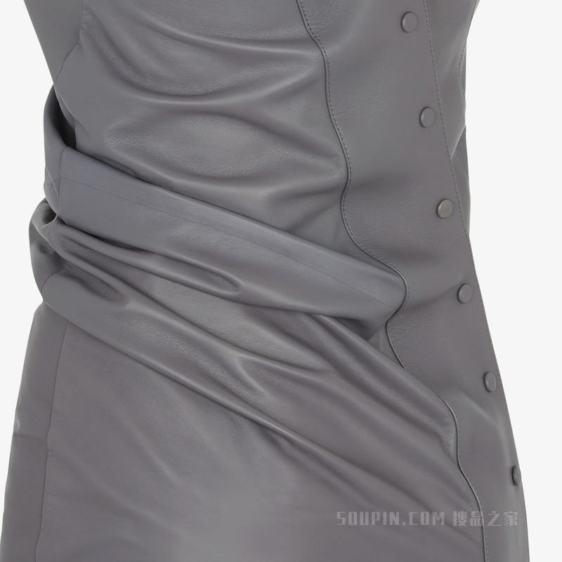 连衣裙 灰色纳帕皮革连衣裙