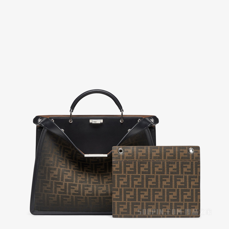 Peekaboo ISeeU中号手袋 渐变棕FF布料手袋