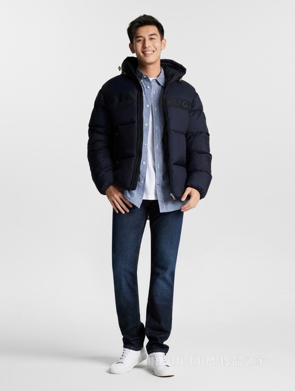 23新款秋冬男装都市休闲保暖合身连帽面包服铺棉外套02539