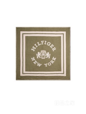 23新款秋冬女装拼色徽章提花毛边舒适方巾围巾AW0AW15345