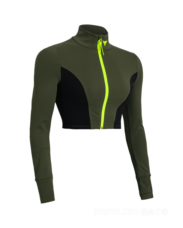 女士Project Rock强森Lets Go短身全拉链运动上衣