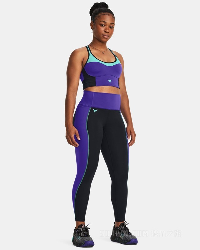 女士Project Rock强森Lets Go拼色紧身九分裤