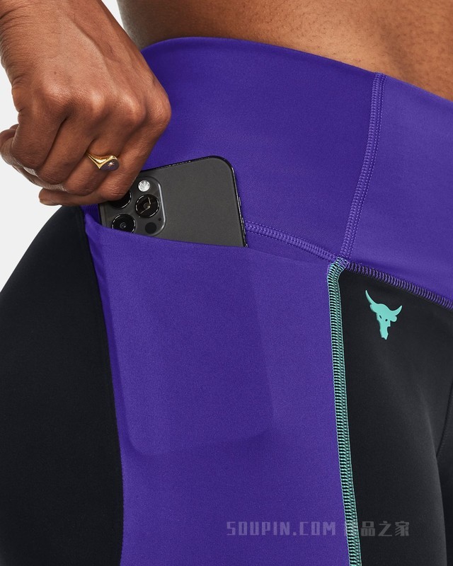 女士Project Rock强森Lets Go拼色紧身九分裤