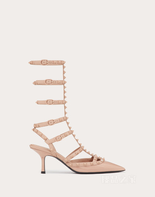 ROCKSTUD 漆皮系带同色铆钉高跟鞋（鞋跟高7厘米）