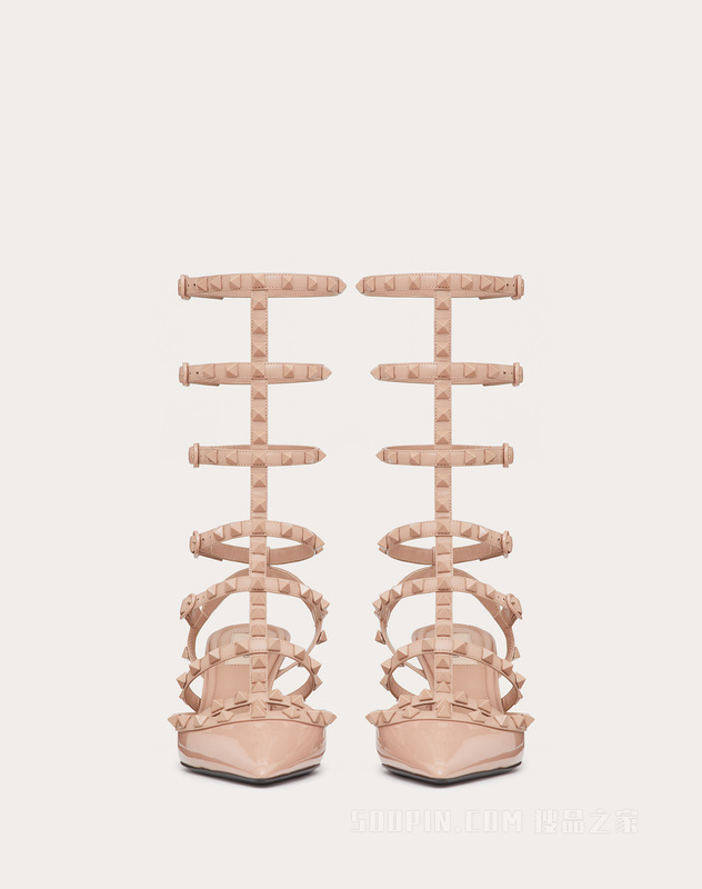 ROCKSTUD 漆皮系带同色铆钉高跟鞋（鞋跟高7厘米）