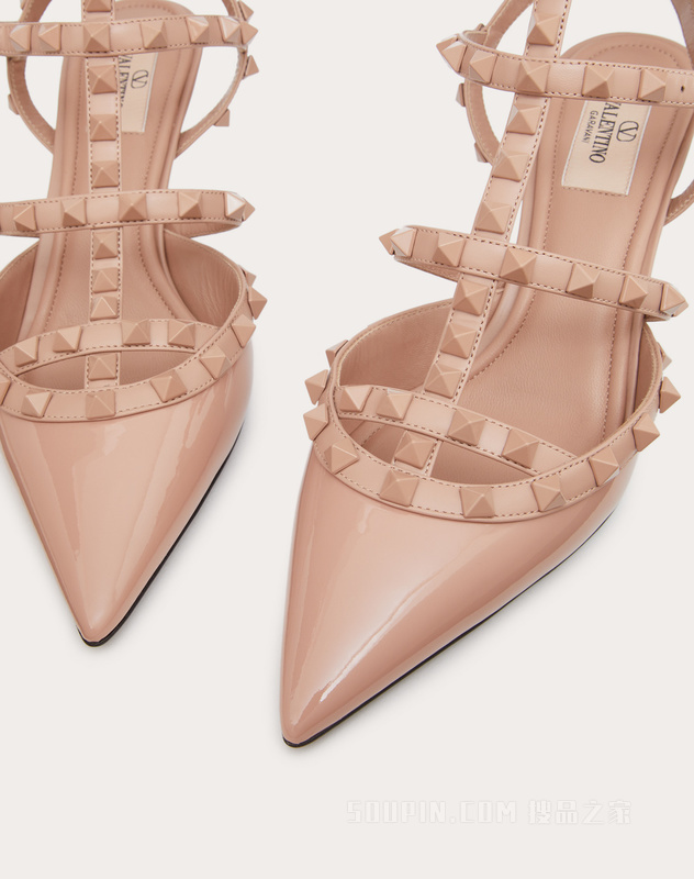 ROCKSTUD 漆皮系带同色铆钉高跟鞋（鞋跟高7厘米）