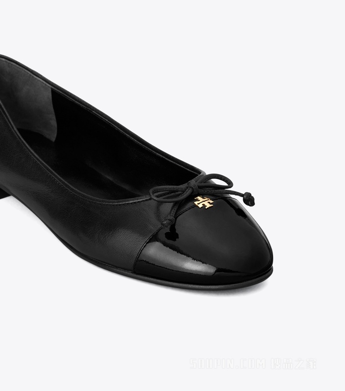 拼色芭蕾平底鞋 纯黑色/纯黑色