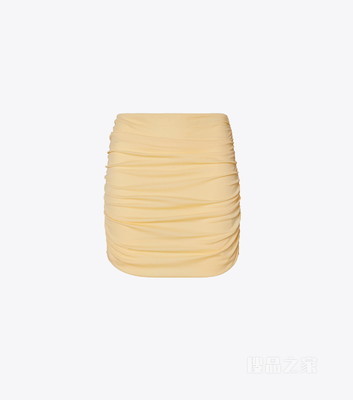 褶裥迷你半裙 毛茛黄