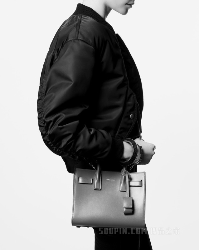 SAC DE JOUR nano亮面皮革手袋