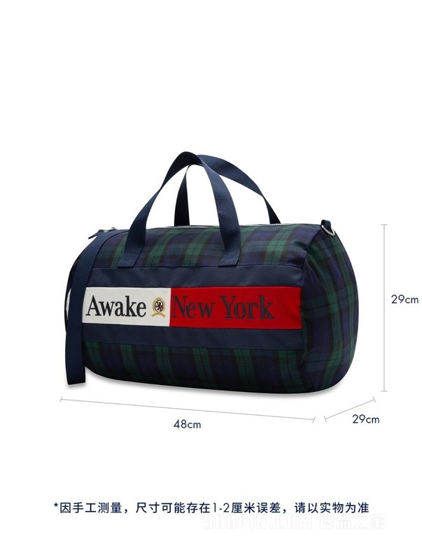 AWAKE23新款秋季男女格纹可卸肩带大容量健身旅行袋15564