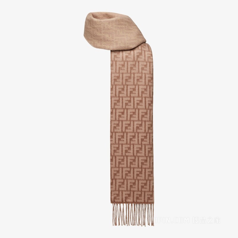 FF围巾 米色羊毛和羊绒围巾