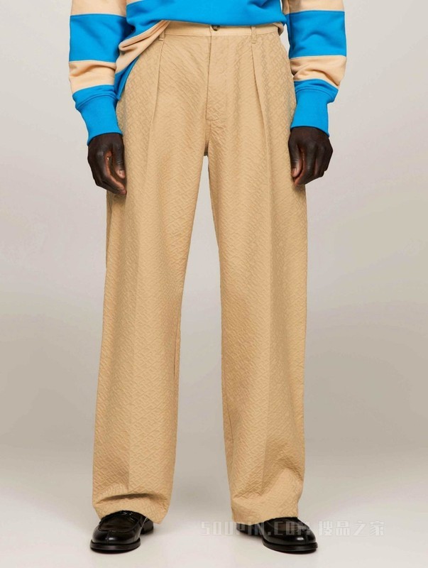COLLECTION23新款秋冬男装暗纹提花排扣宽松直筒裤32338