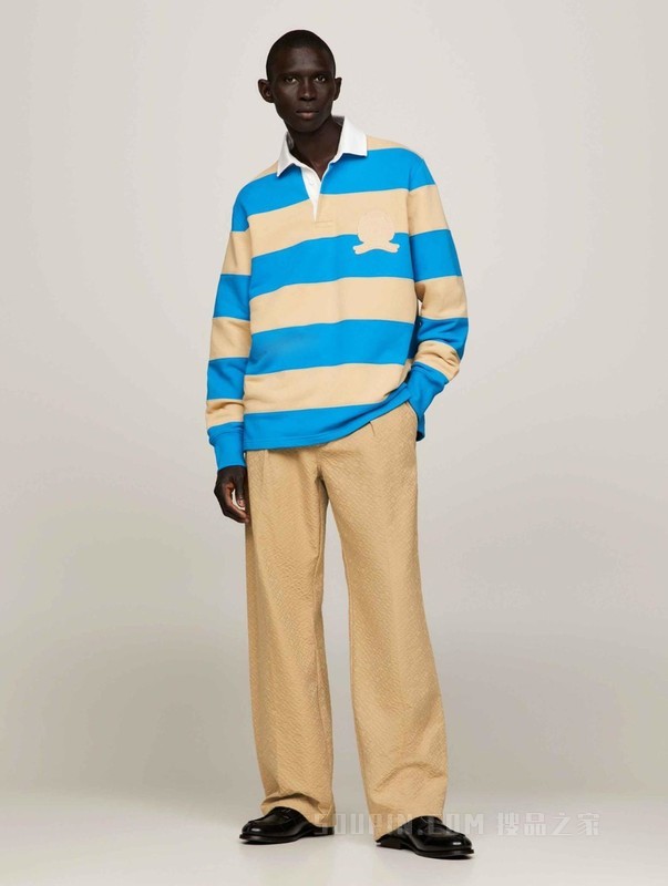 COLLECTION23新款秋冬男装暗纹提花排扣宽松直筒裤32338