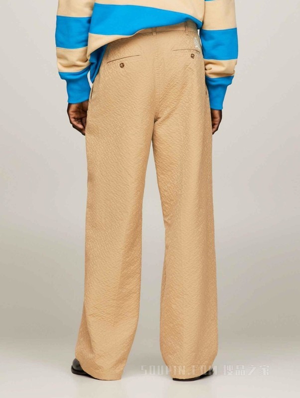 COLLECTION23新款秋冬男装暗纹提花排扣宽松直筒裤32338