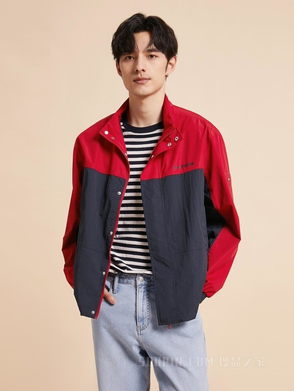 23新款早秋男装防泼水撞色立领合身户外运动夹克外套31650