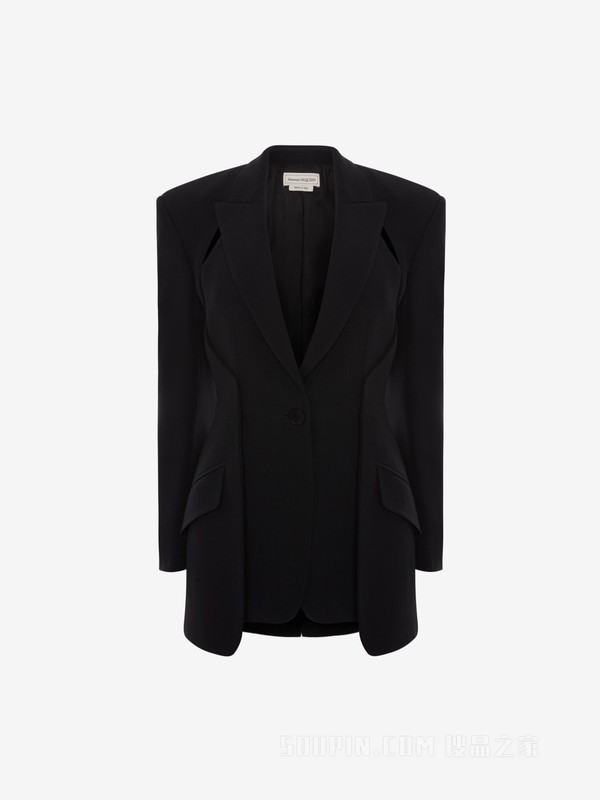 斜纹树叶绉绸夹克