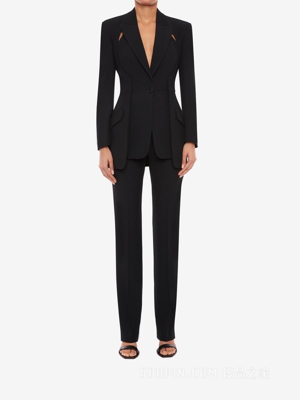 斜纹树叶绉绸夹克