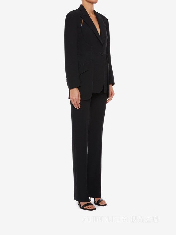 斜纹树叶绉绸夹克