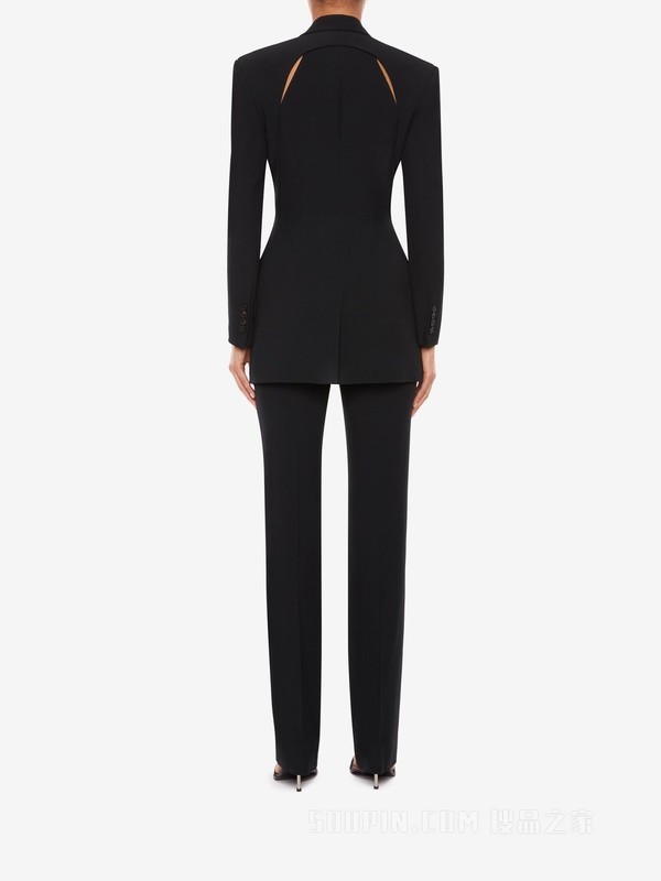 斜纹树叶绉绸夹克