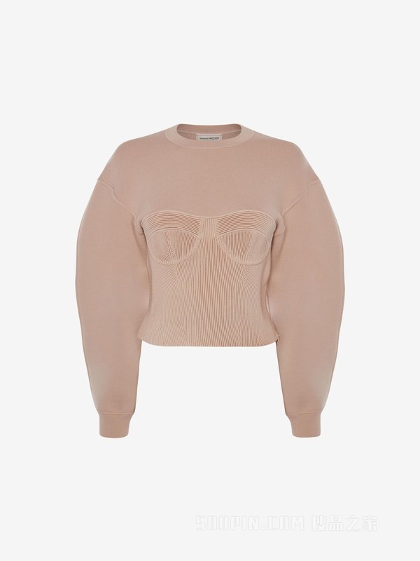 谷波法缝织束腰羊毛套衫