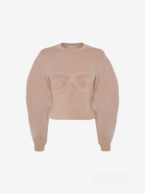 谷波法缝织束腰羊毛套衫