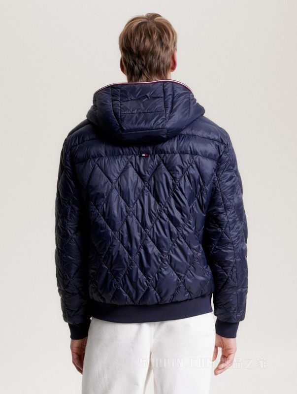 23新款秋冬男装菱形格运动合身保暖连帽铺棉夹克外套32766