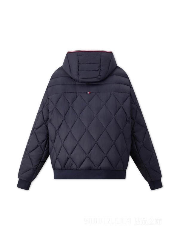 23新款秋冬男装菱形格运动合身保暖连帽铺棉夹克外套32766