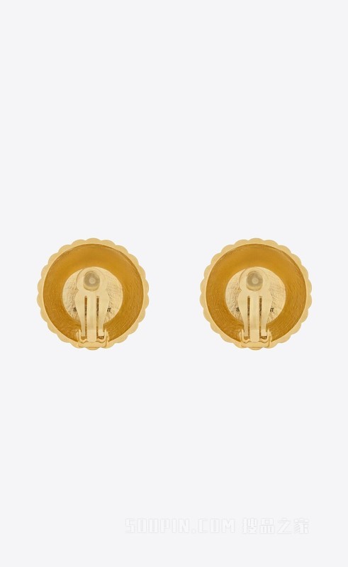 复古金属和绒面凸圆形耳环