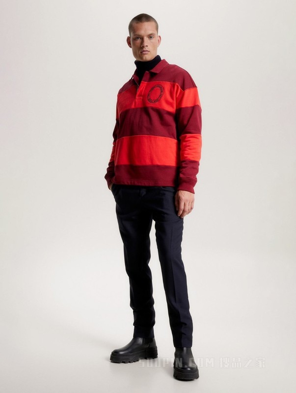 23新款秋冬男女美式复古拼色刺绣POLO翻领卫衣MW0MW32750